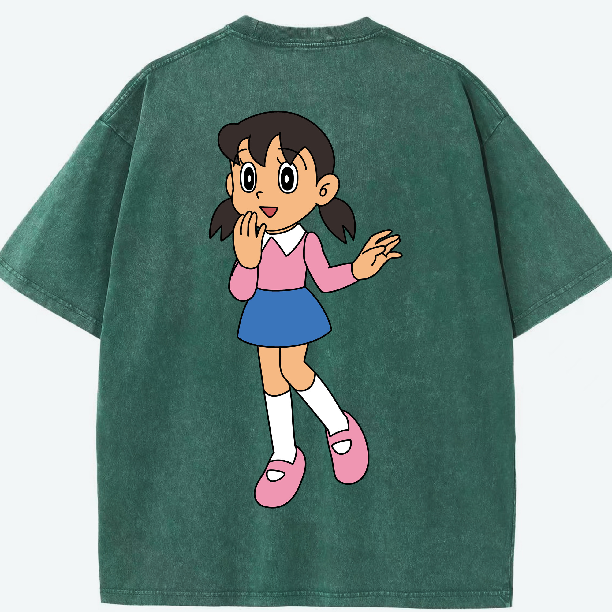 （画像用） ドラえもん みなもと しずか Doraemon Shizuka Minamoto 綿100% ヴィンテージ風 半袖Tシャツ（背面プリント）